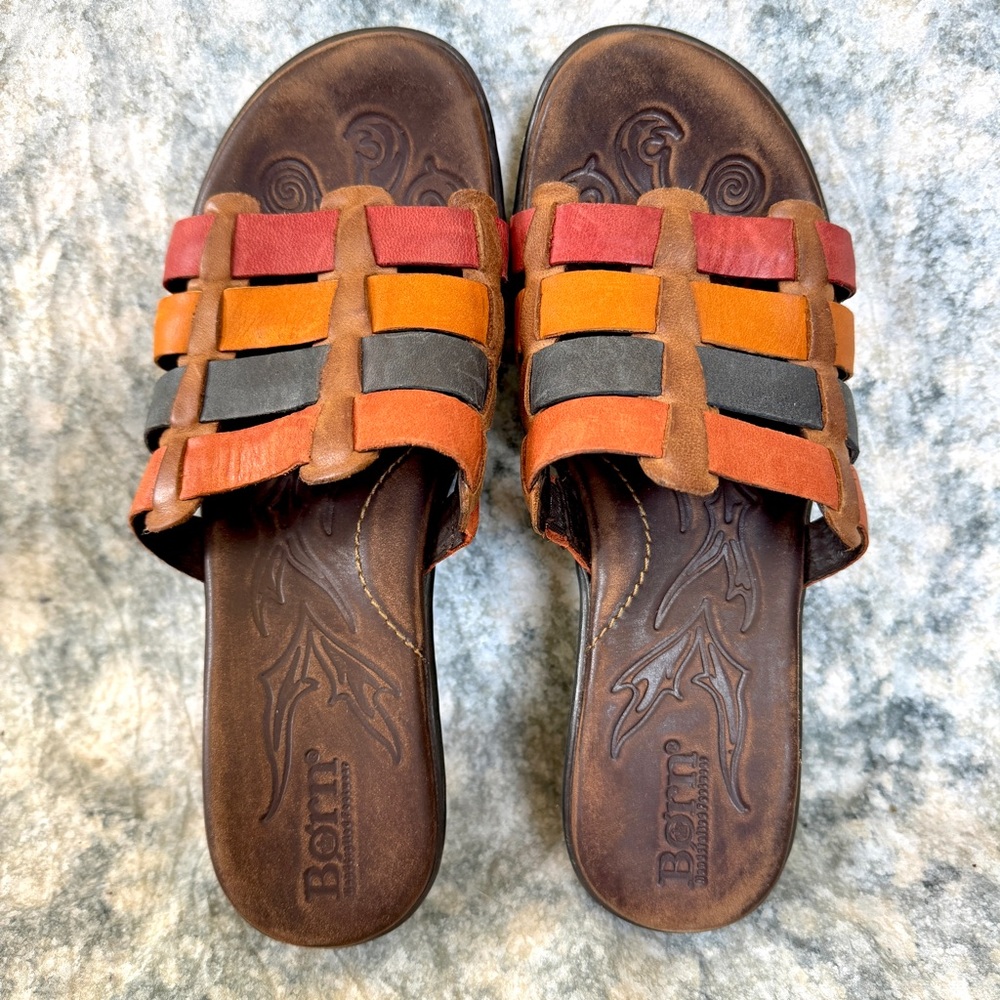 Born Multi-color Lolo Leather Sandals 7 - Tree Print Soles - Picture 4 of 8